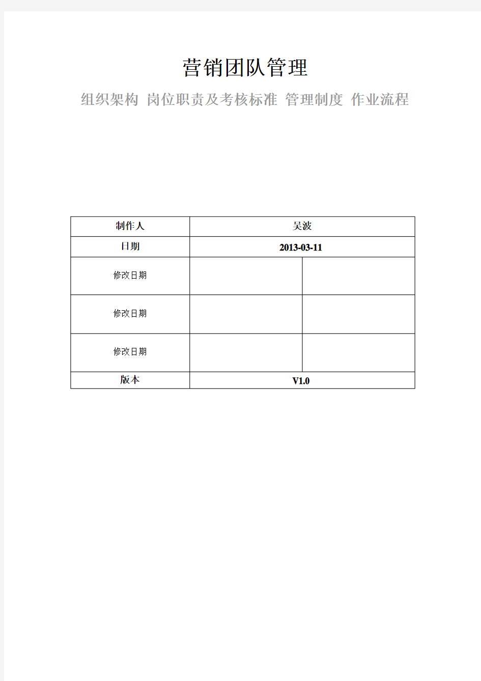 营销团队岗位职责及作业流程