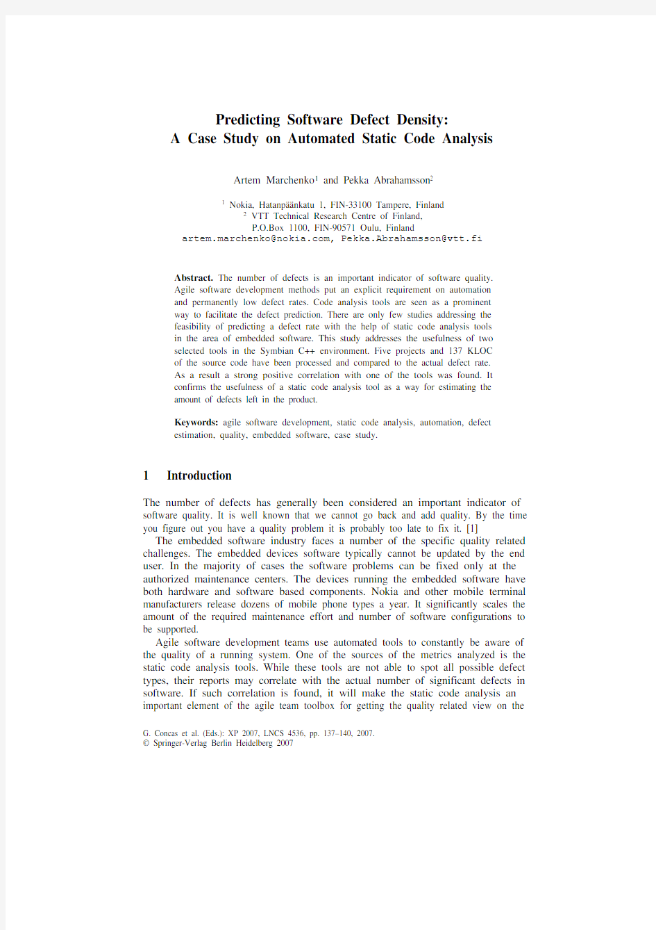 Predicting Software Defect Density A Case Study on Automated Static Code Analysis