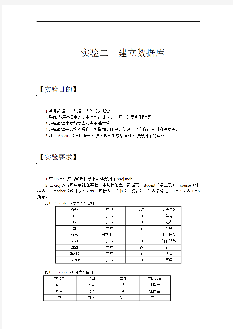 实验二建立数据库