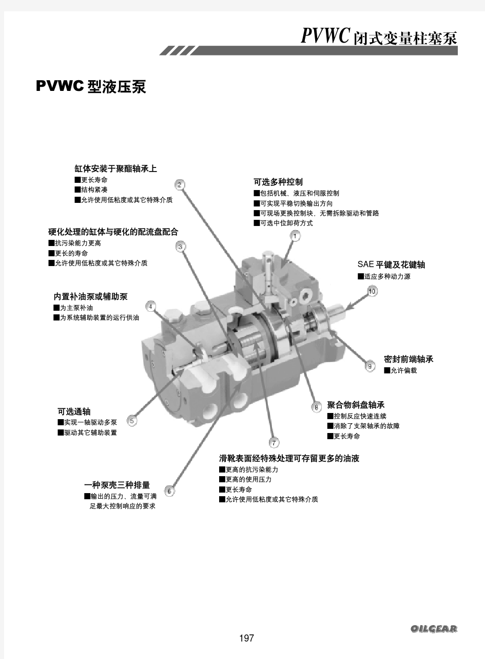 PVWC闭式柱塞泵样本资料 Oilgear中文版样本汇集