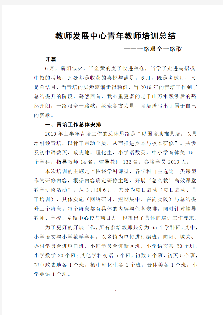 教师发展中心青年教师培训工作总结