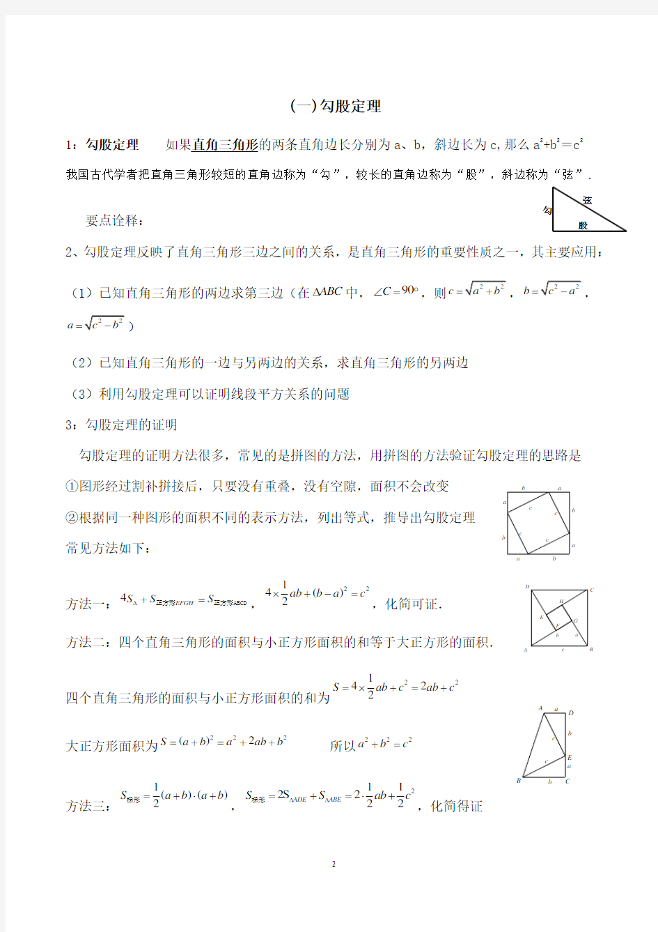 (完整版)勾股定理思维导图+题型总结