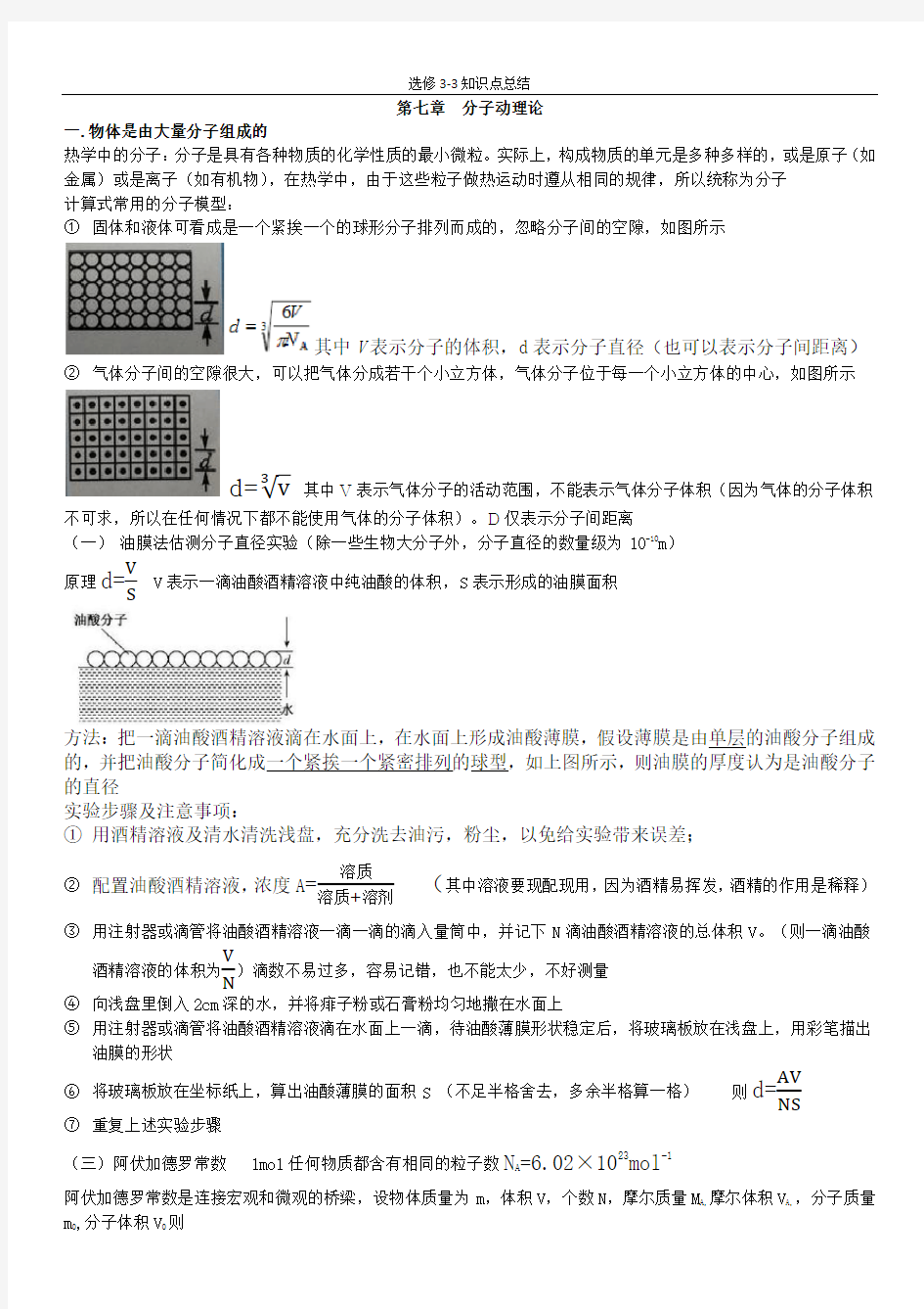 选修3-3知识点学习资料