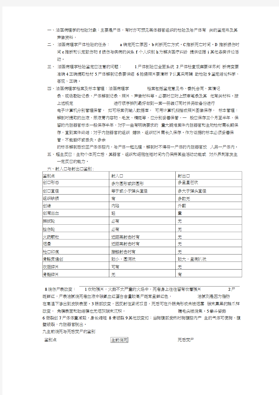 法医病理学知识点(供参考)