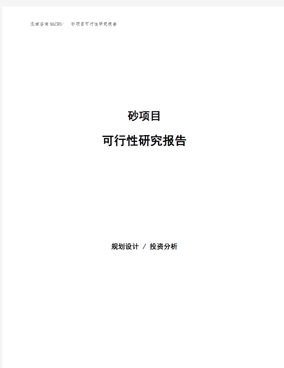 砂项目可行性研究报告模板及范文