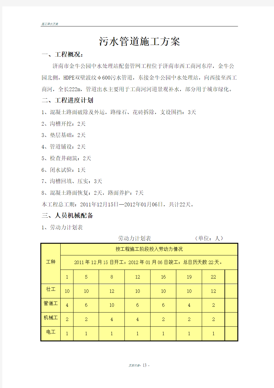 污水管道施工方案(1)