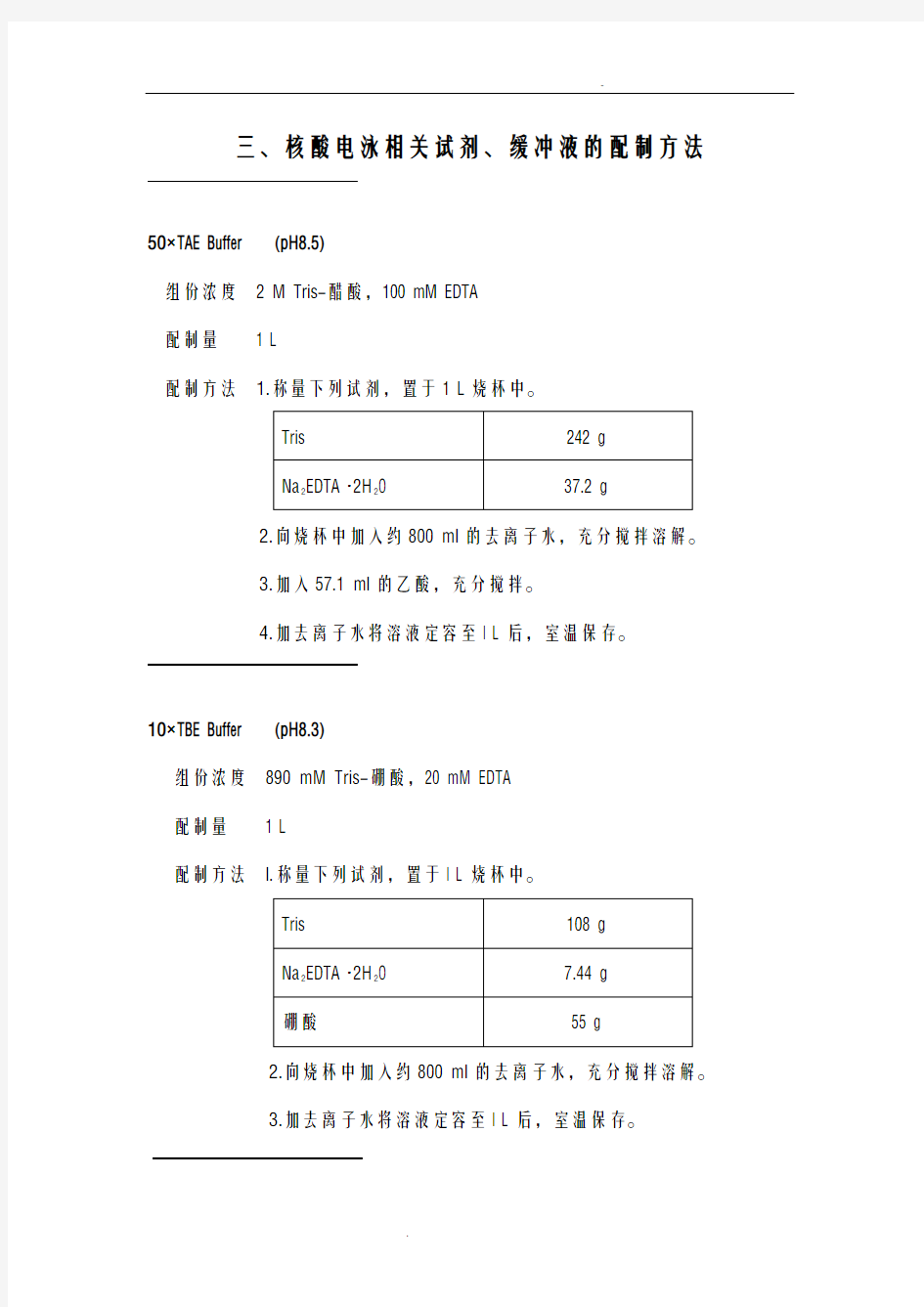 各种缓冲液配方