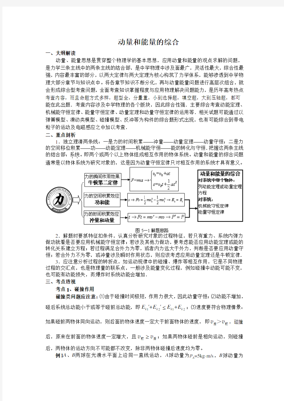 (完整word)高中物理-动量和能量的综合