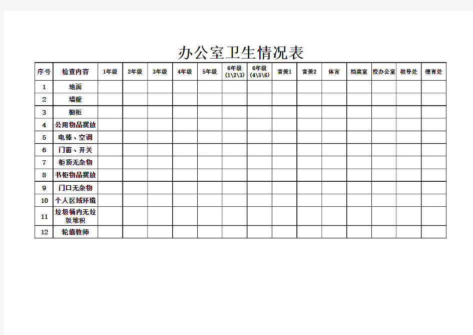 办公室卫生检查表