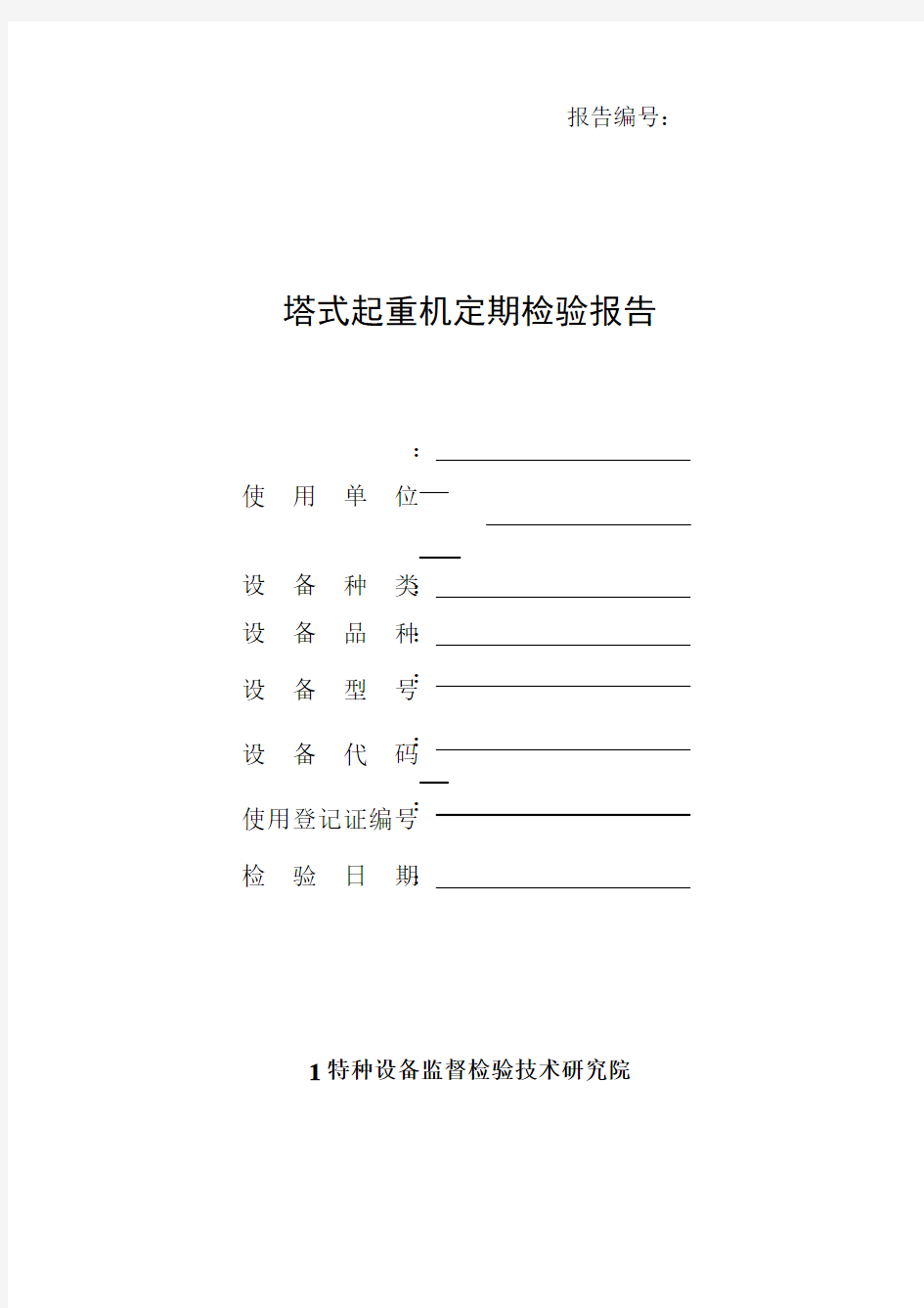 塔式起重机定期检验报告