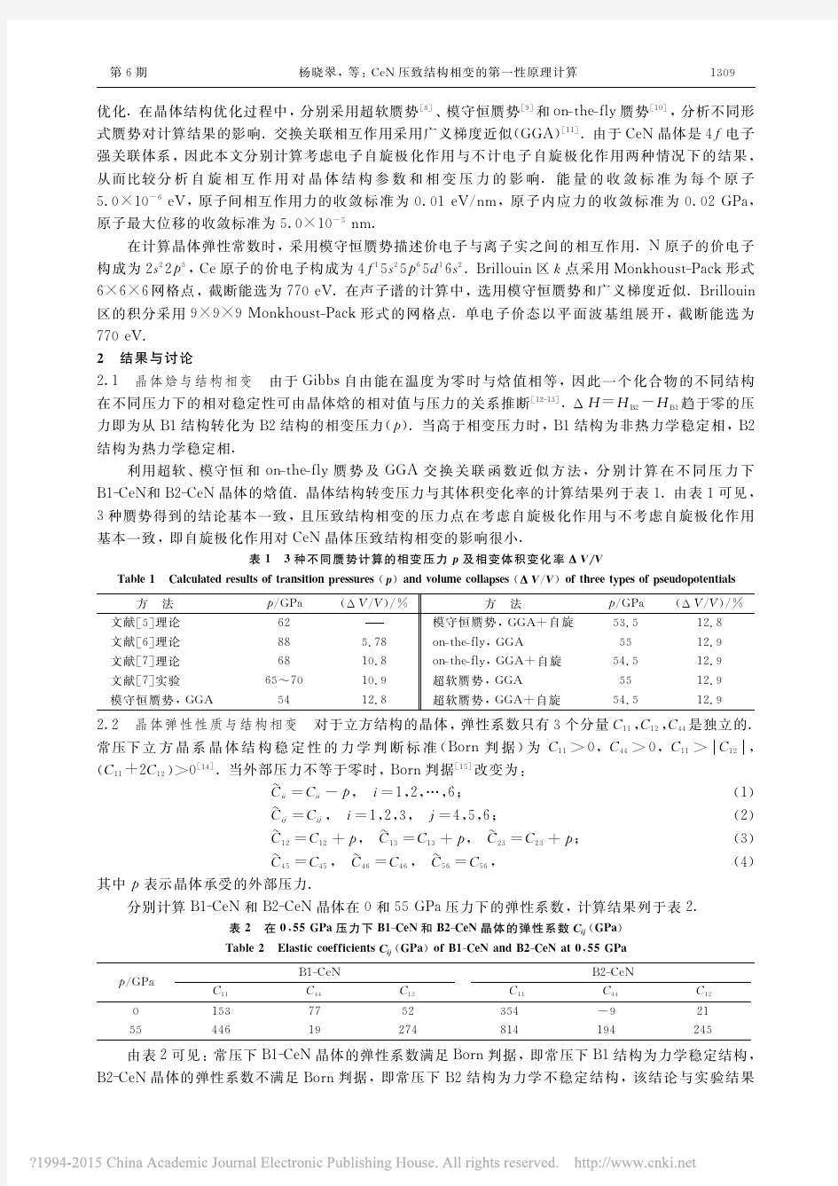 CeN压致结构相变的第一性原理计算_杨晓翠(1)