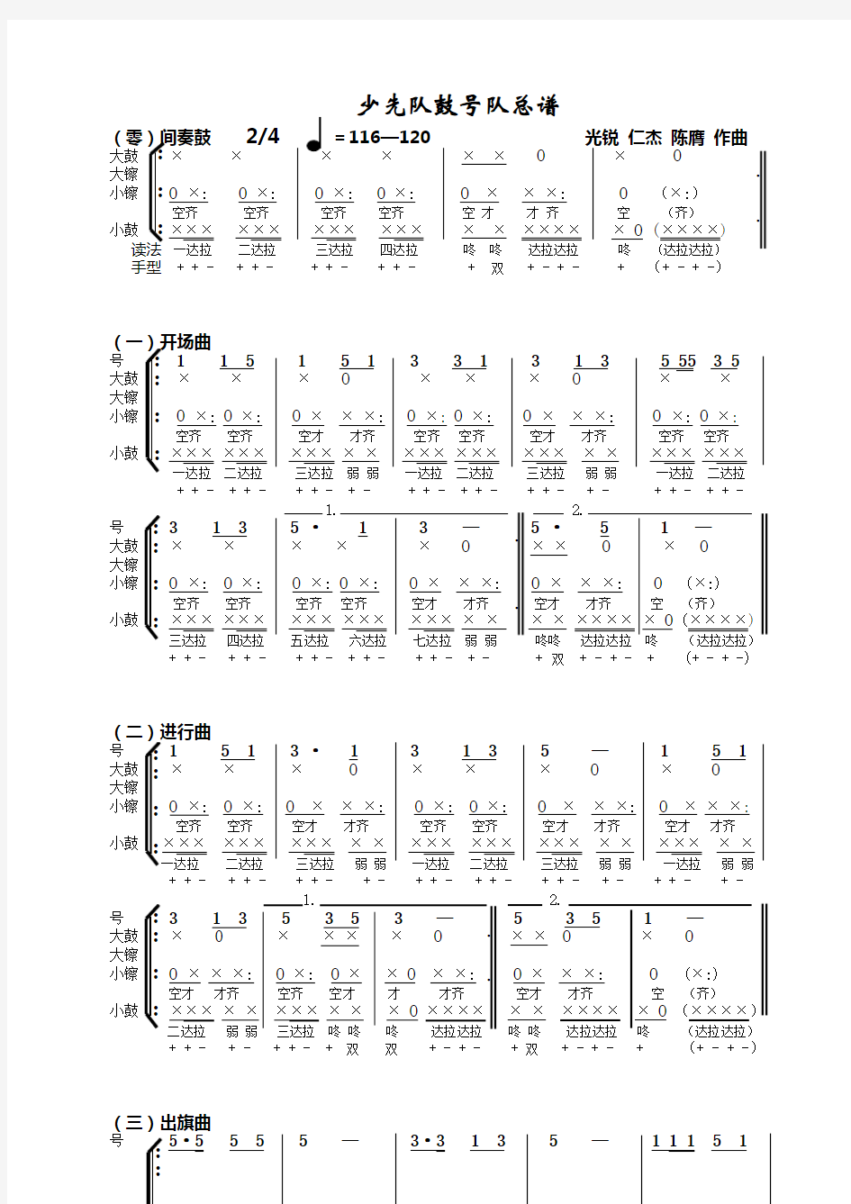 鼓号队总谱0-10套