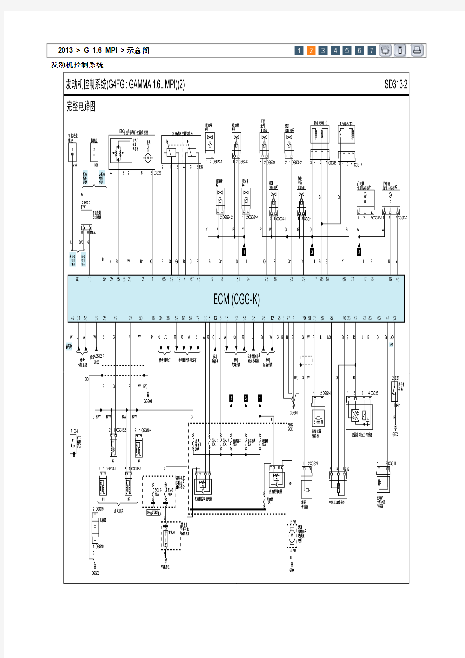 北京现代朗动原厂电路图 发动机控制系统