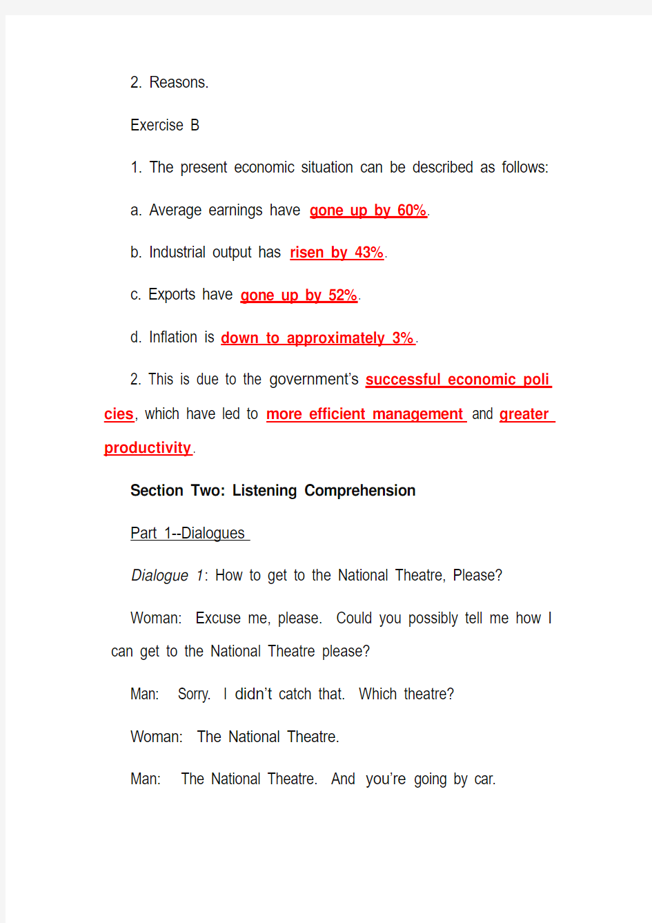 施心远主编《听力教程》1 (第2版)Unit 9听力原文和答案