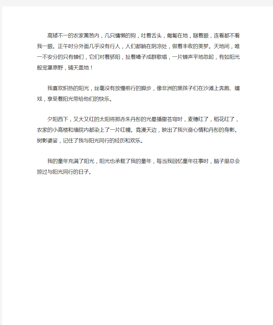 我与阳光同行作文800字