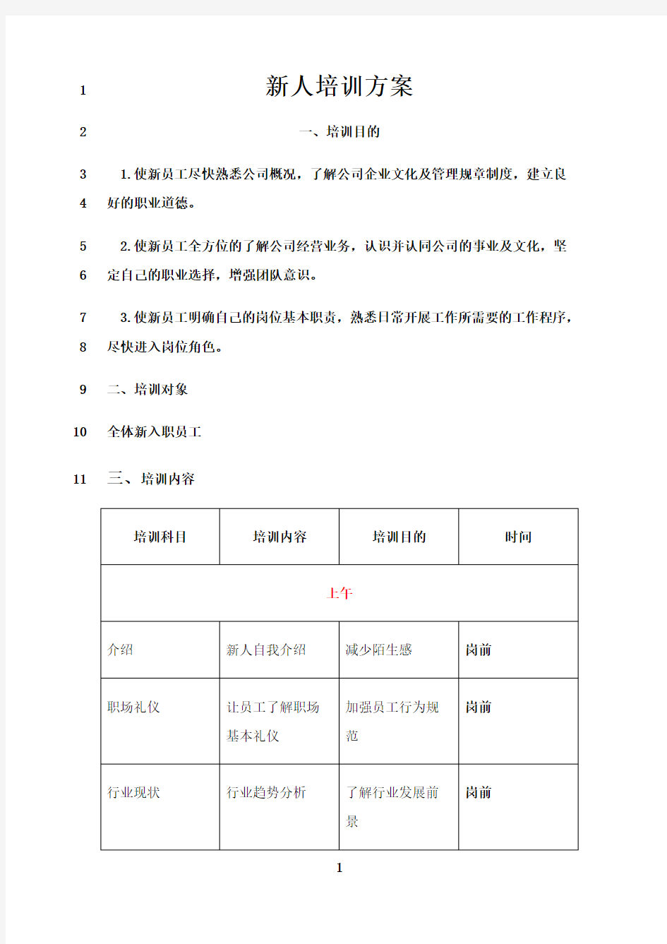 最新新人培训方案 完整版