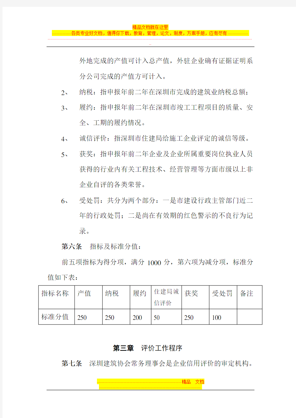 深圳市建筑施工企业信用评价管理