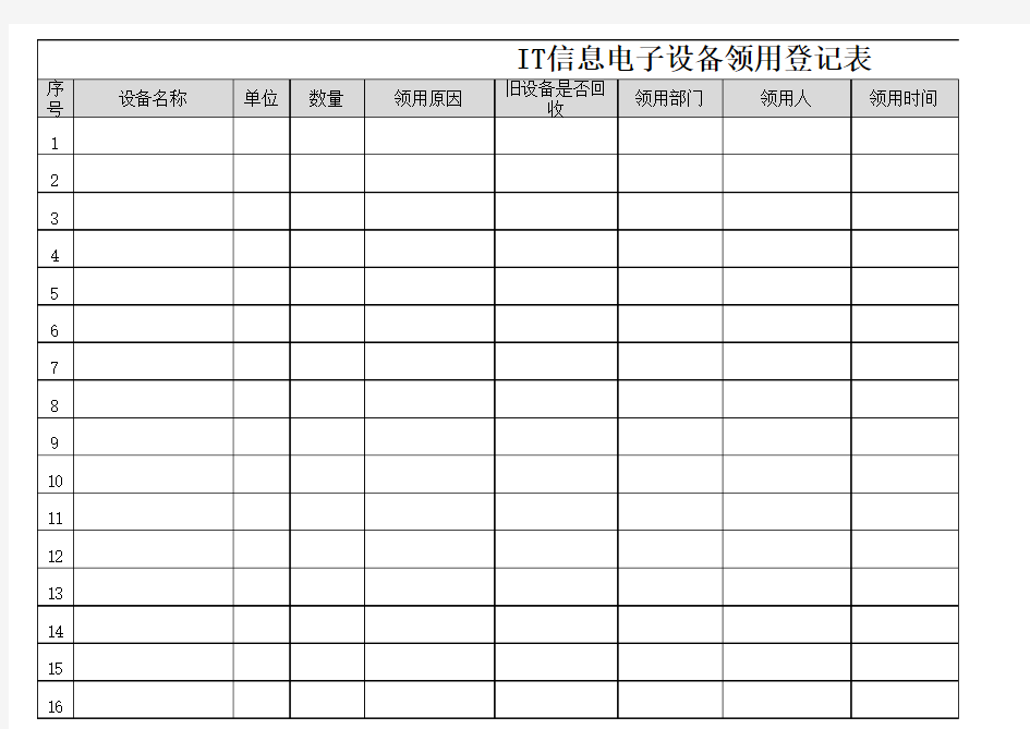 IT信息电子设备领用登记表