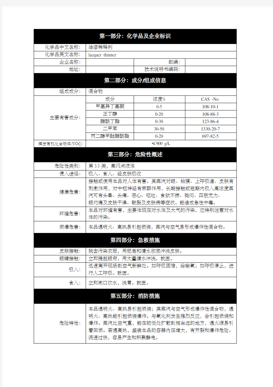 油漆稀释剂msdsfb