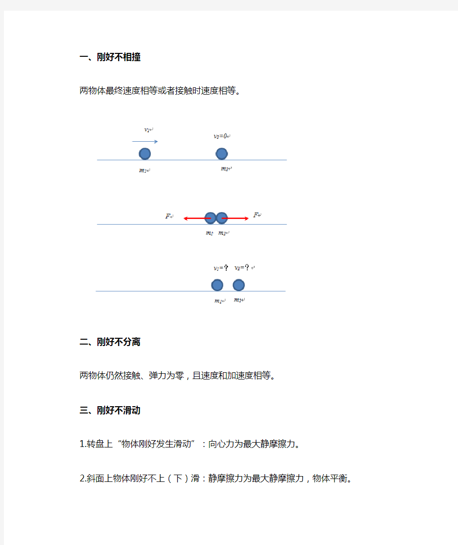 高中物理中的临界问题