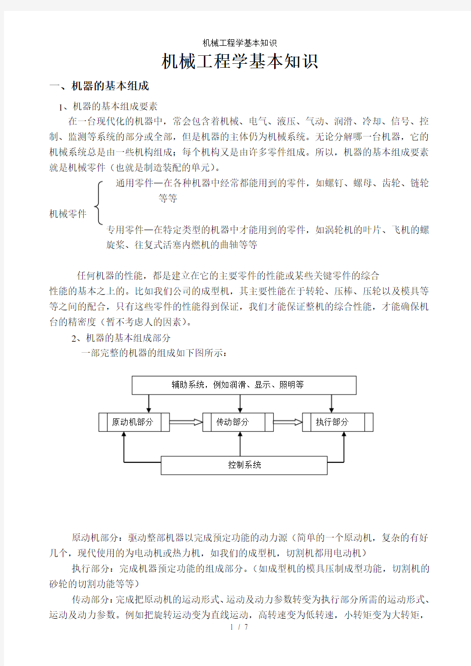 机械工程学基本知识