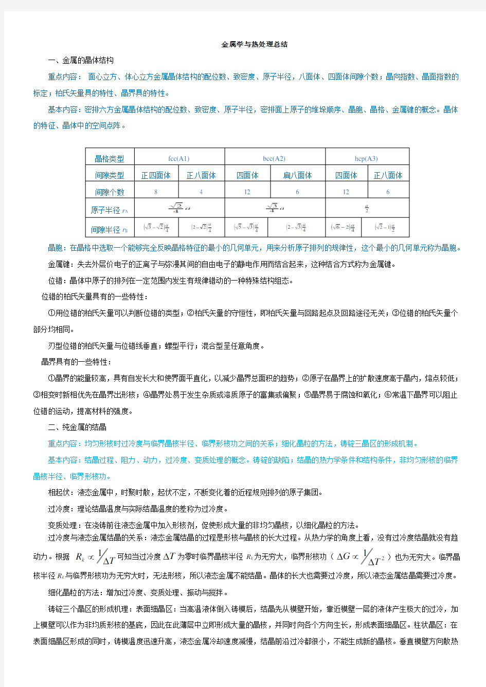 材料科学基础知识点总结