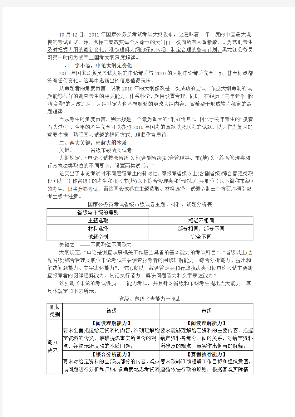 10月12日,2011年国家公务员考试考试大纲发布,这意味着一年一度的中...