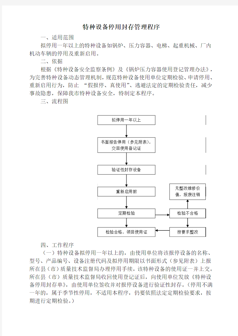 特种设备停用封存管理程序