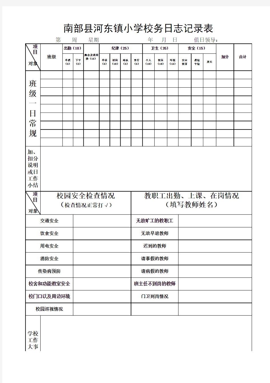 河东镇小学校校务日志