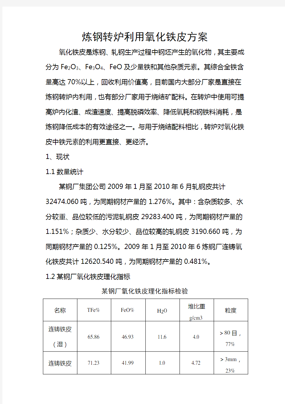 炼钢转炉利用氧化铁皮方案