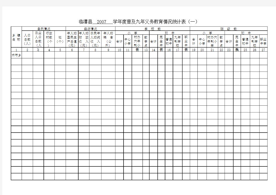 普及九年义务教育情况统计表样表