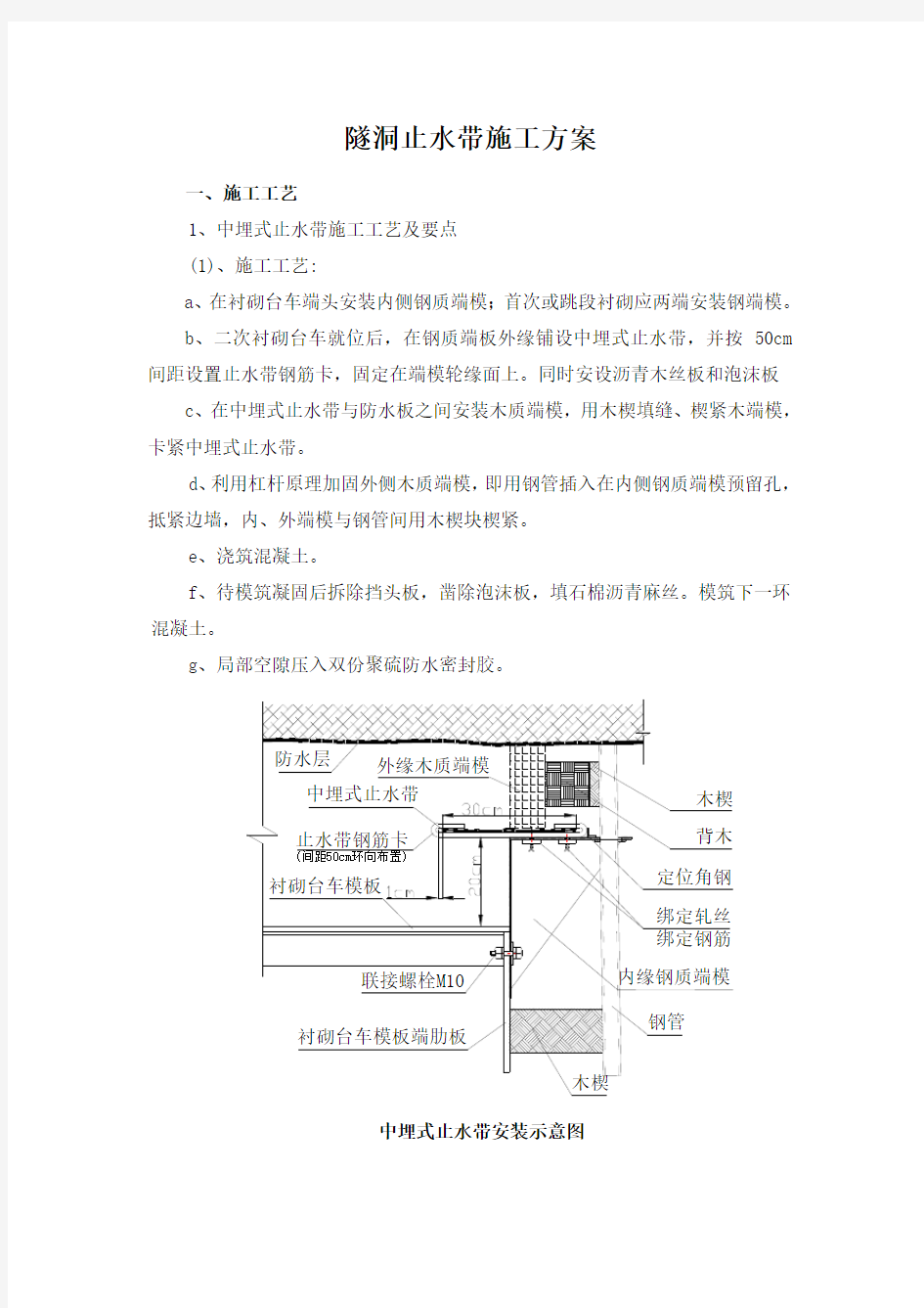 隧道止水带施工方案工艺