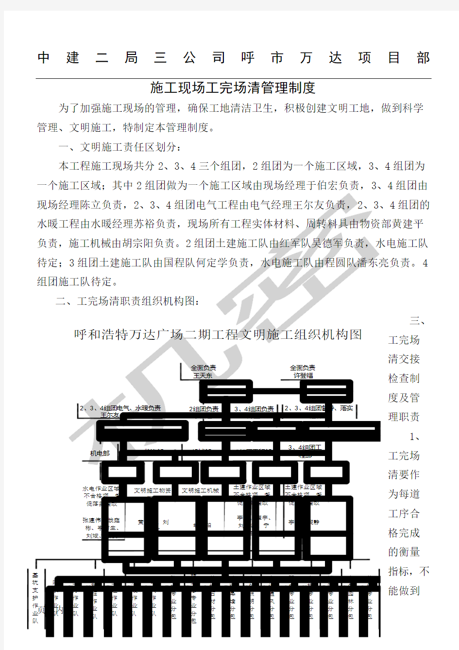 现场施工现场工完场清管理制度流程