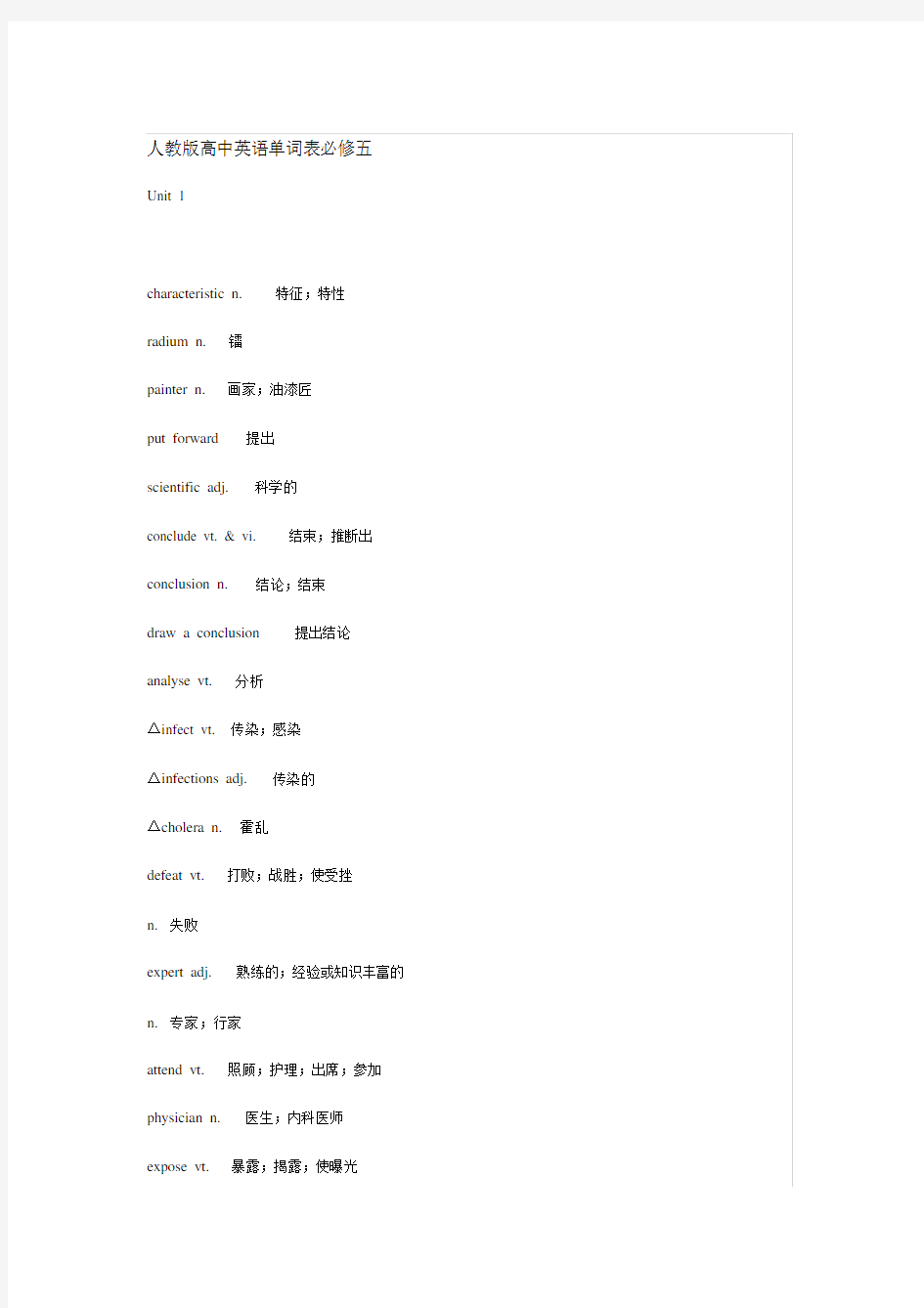 (完整word)人教版高中英语单词表必修五...docx