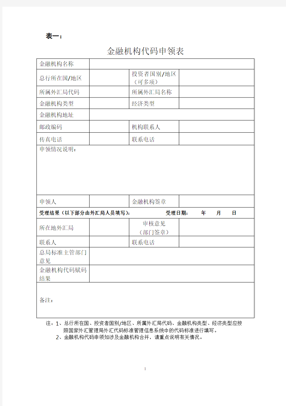 金融机构代码与标识码业务相关表格