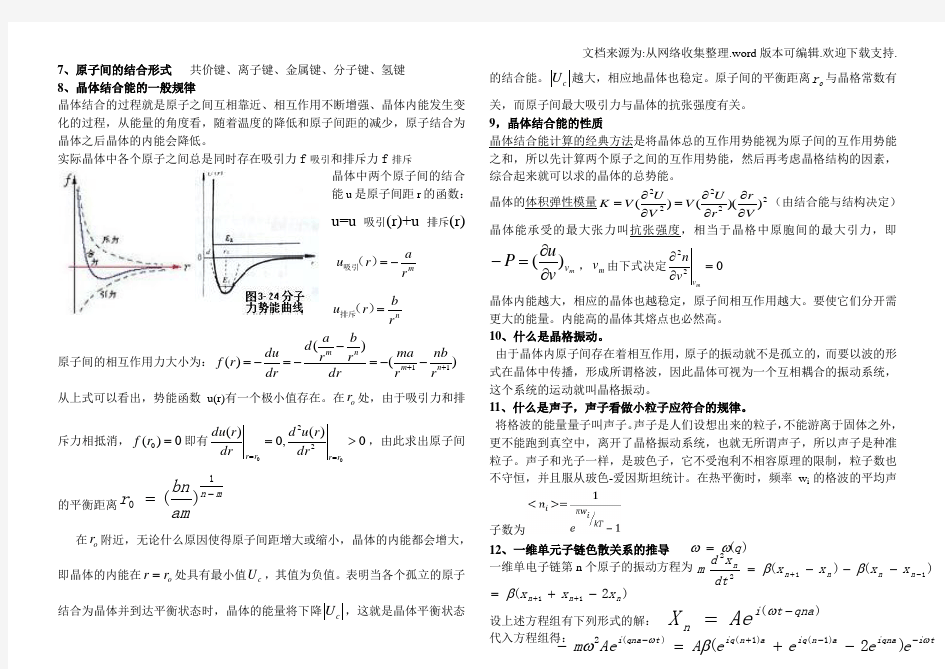 广西大学固体物理总结提纲重点复习