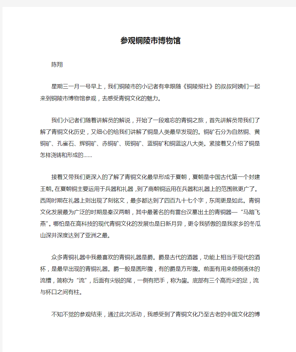 参观铜陵市博物馆记事作文