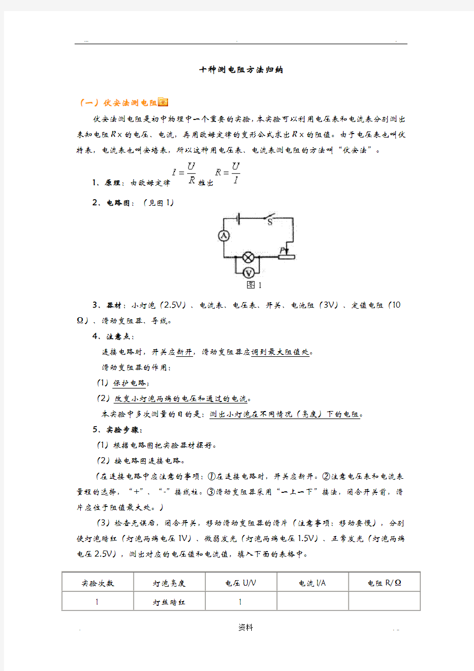 十种测电阻方法归纳