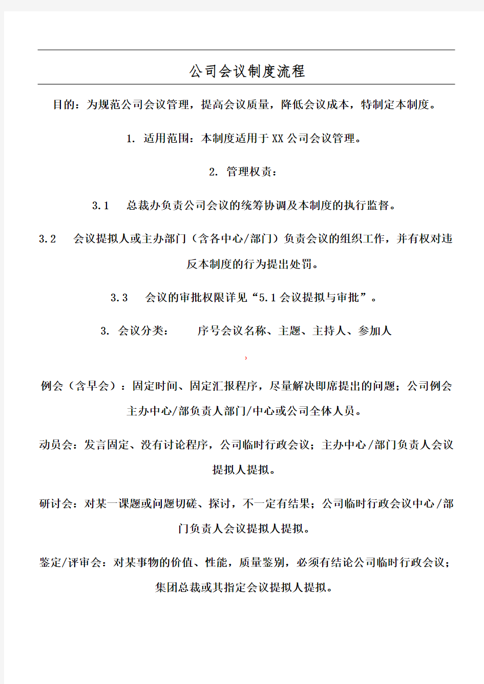 公司会议制度流程