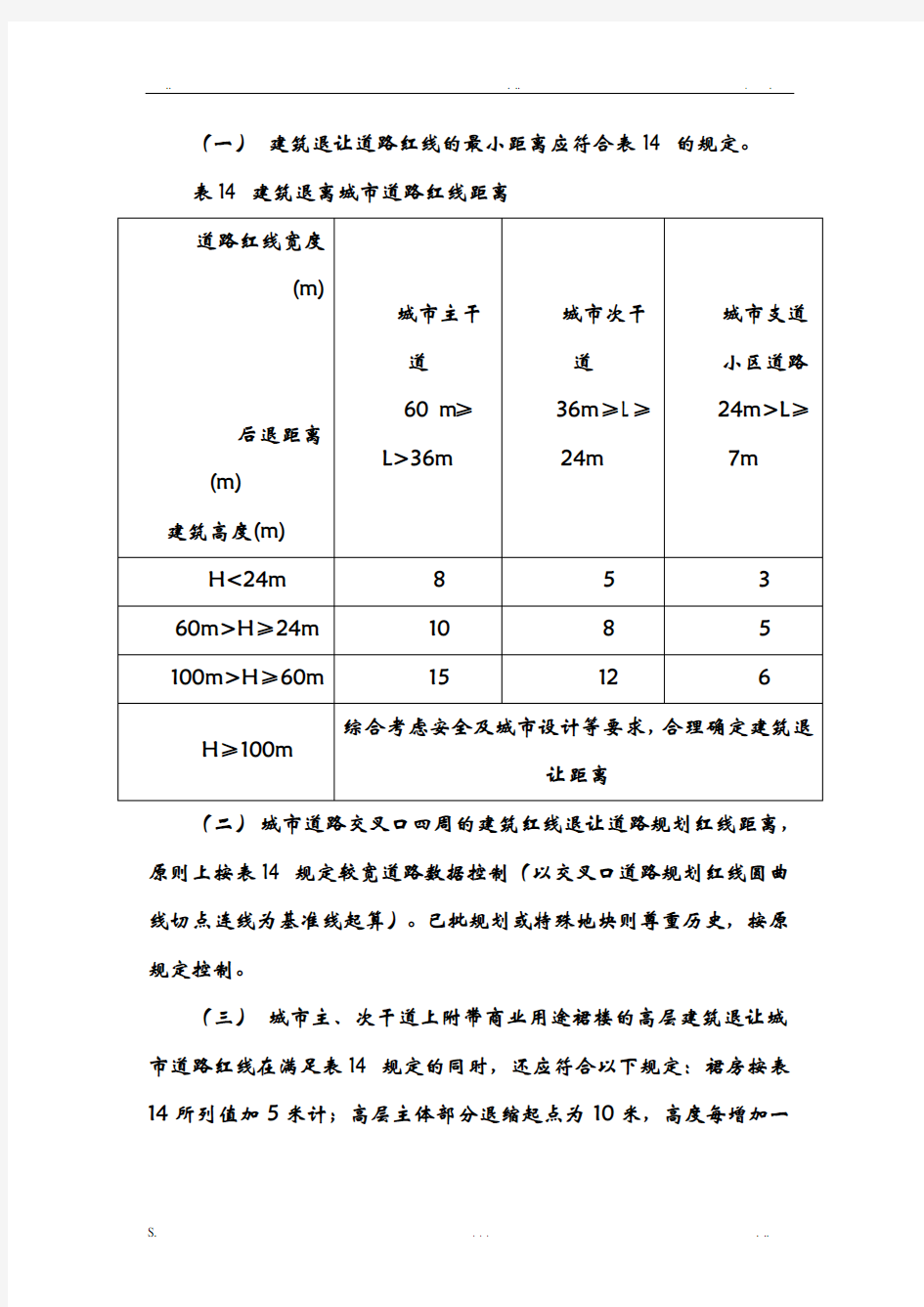 建筑退让道路红线距离规定