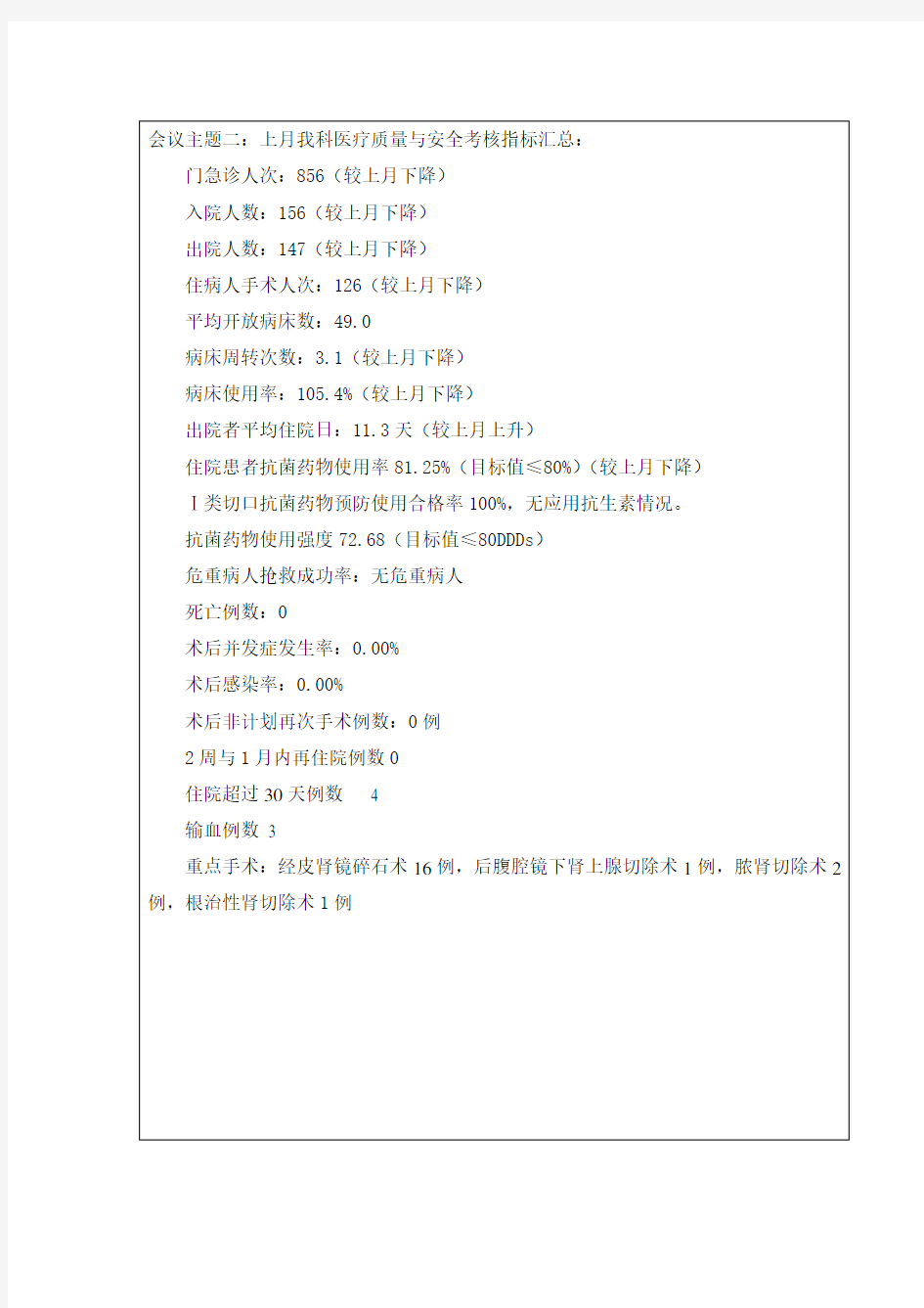 科室医疗质量与安全管理工作会议记录2015.08