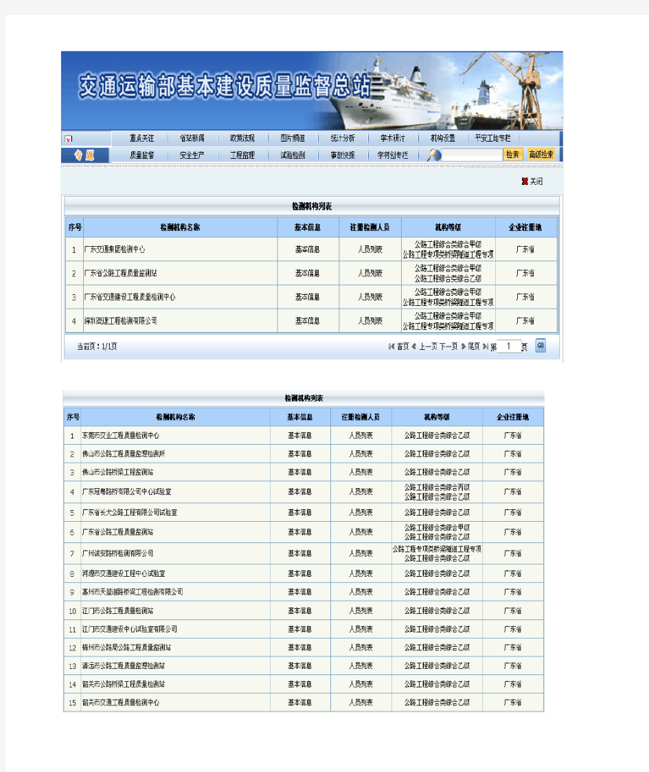 广东省公路工程检测公司资质一览表