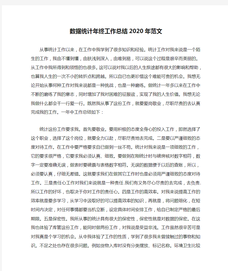 数据统计年终工作总结2020年范文