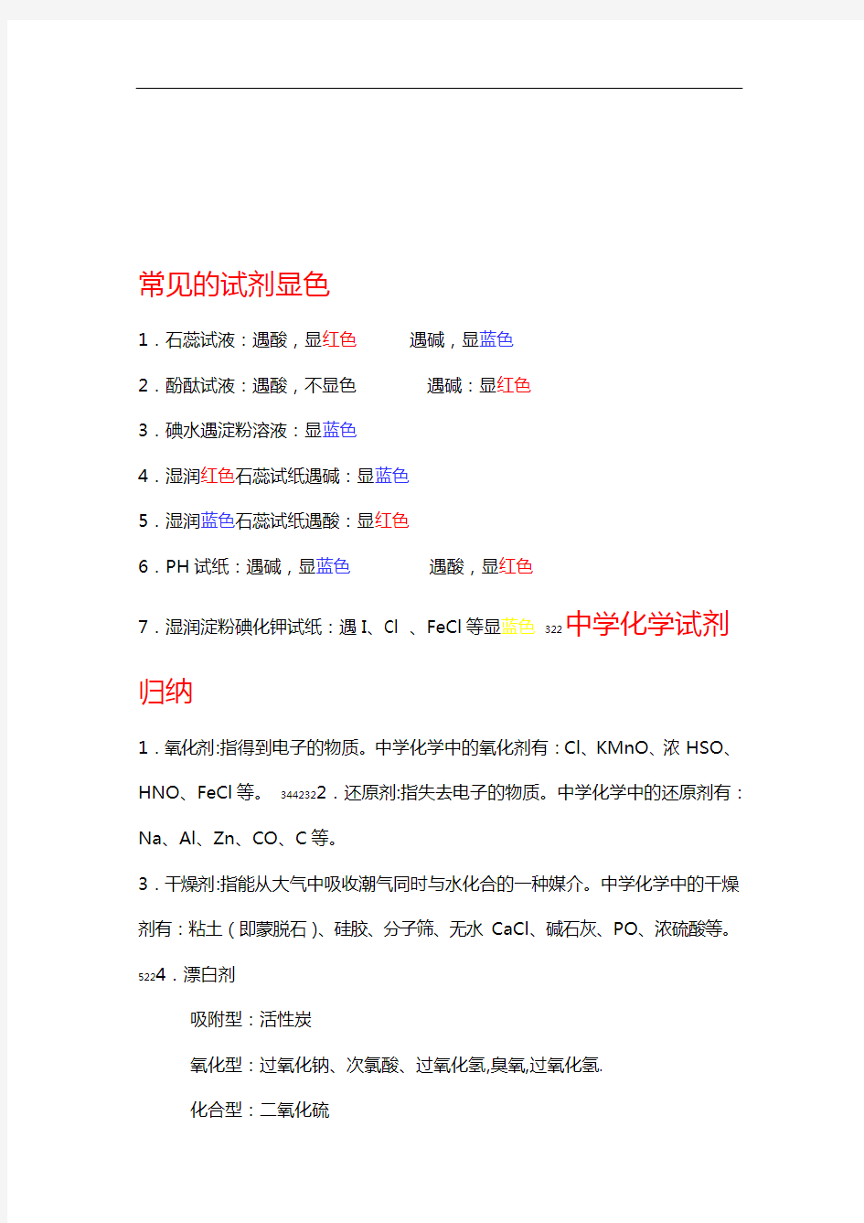 (完整版)高中化学常识总结