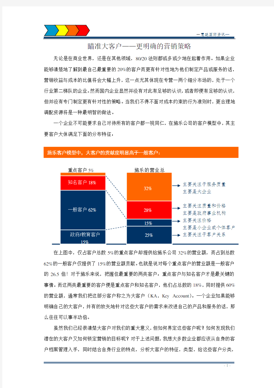 瞄准大客户更明确的营销策略