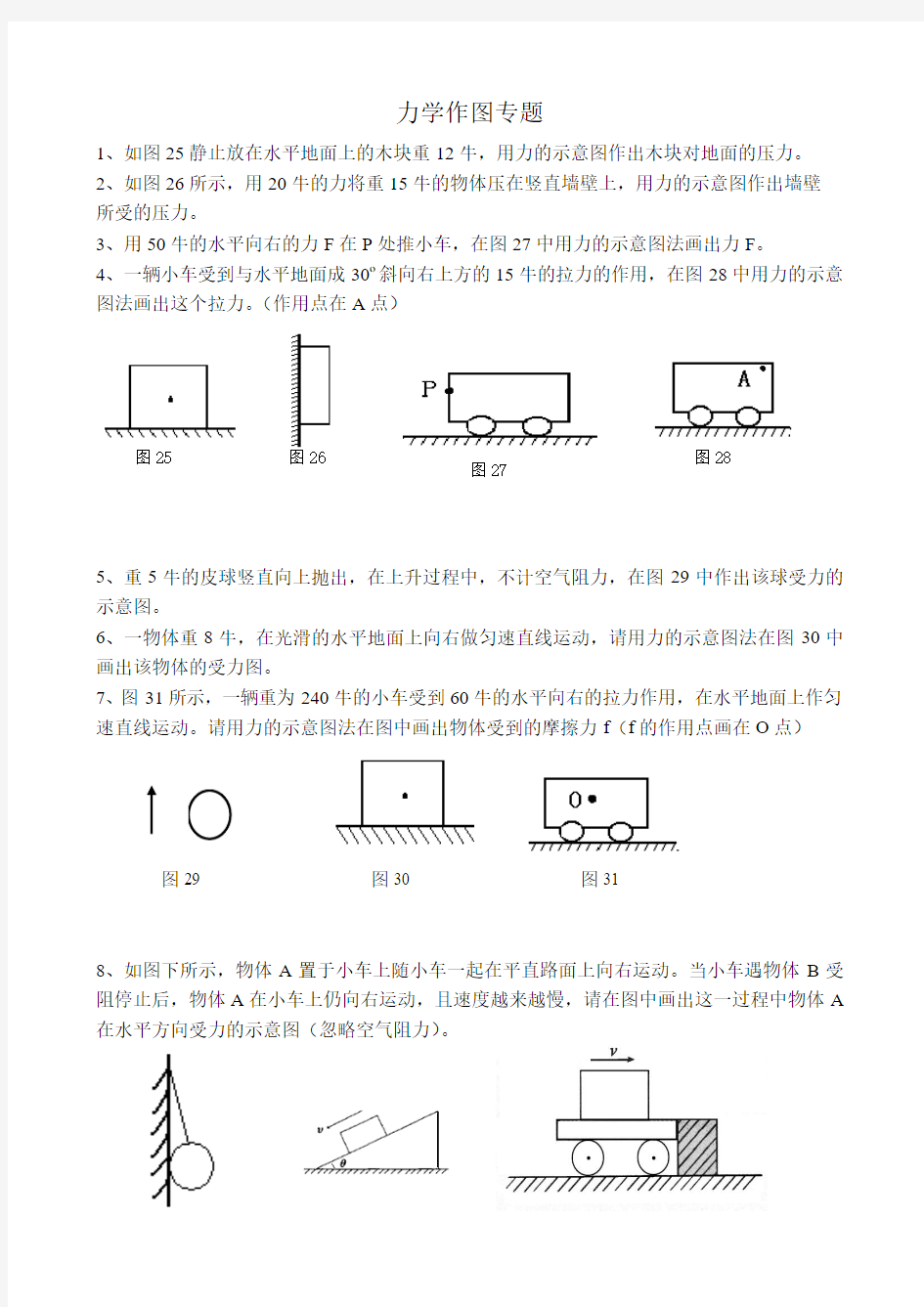 2019力学作图题专题训练