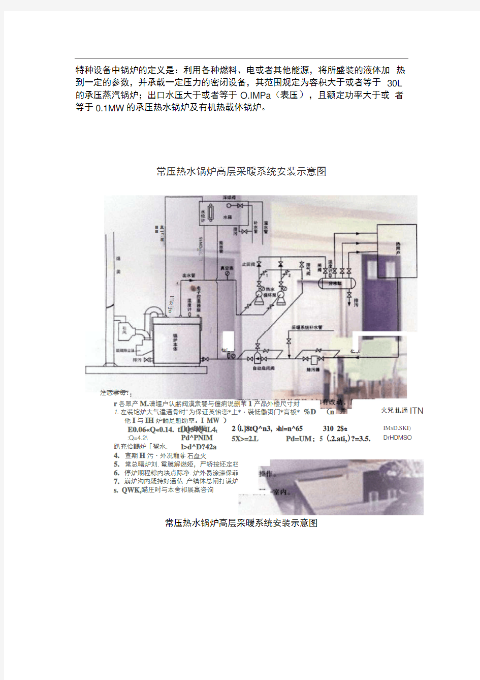 常压热水锅炉安装系统图