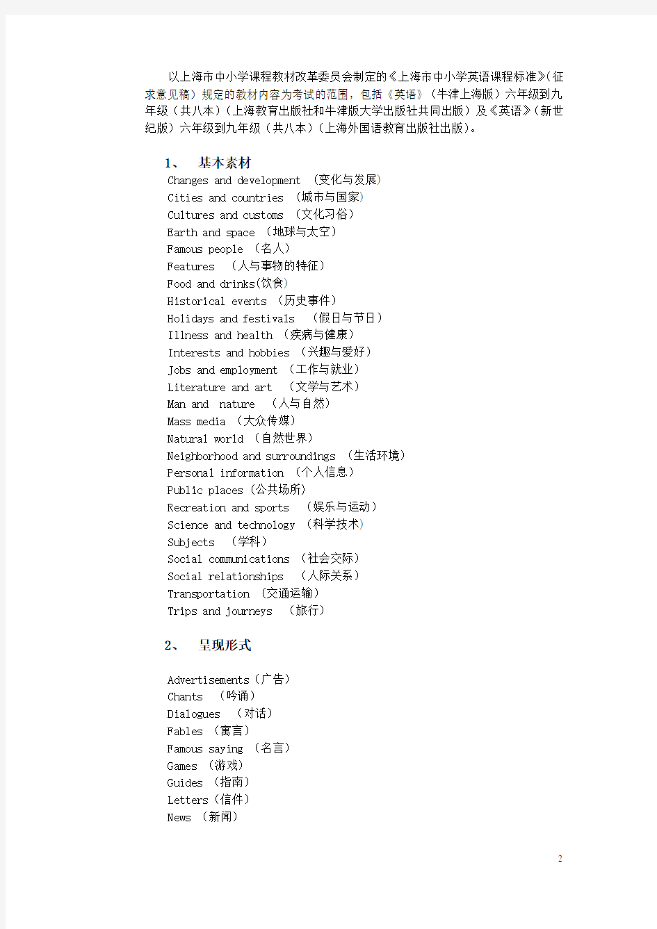 上海初中英语知识点总结及教材知识点梳理