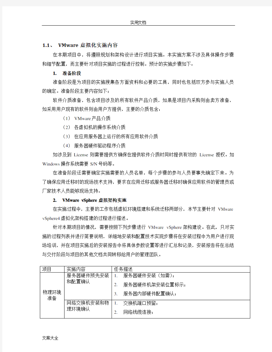 VMware虚拟化实施方案设计