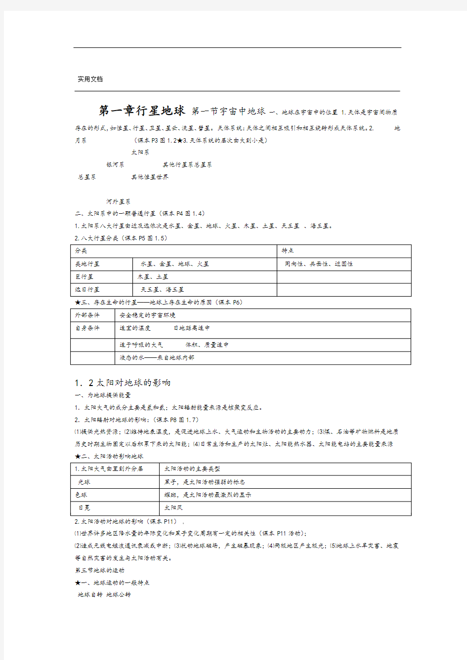 高中地理知识点总结材料